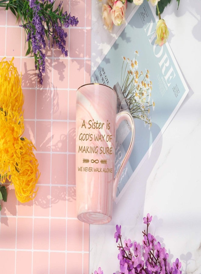Toshiy Pink Coffee Mug With Box, Spoon, Coaster - 'A Sister Is God's Way of Making Sure We Never Walk Alone' - 14 Ounce Cup, Birthday Gifts for Sister In Law, Brother, Sis - Image 3