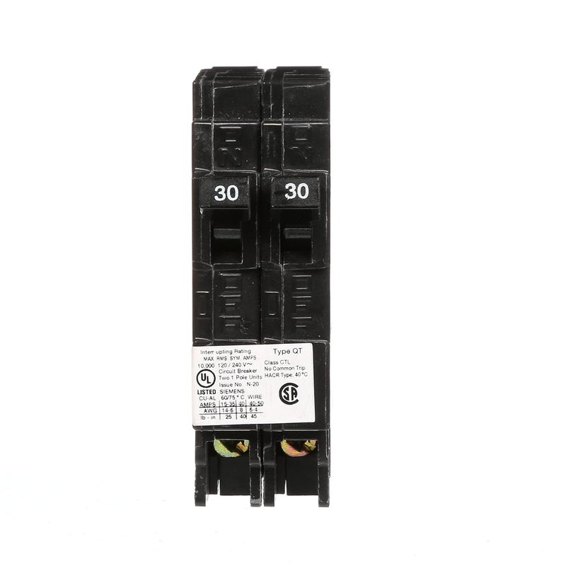 Siemens Q3030 Two 30Amp Single Pole 120Volt Circuit Breaker - Image 3