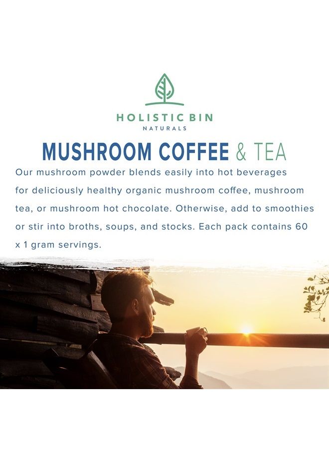 Holistic Bin Organic Mushroom Blend Powder 19 Wild Harvested Varieties (Lion's Mane, Reishi, Enoki, Mesima, Turkey Tail, Cordyceps, & More) | Adaptogenic Mushrooms Supplement | Made in The USA - Image 5
