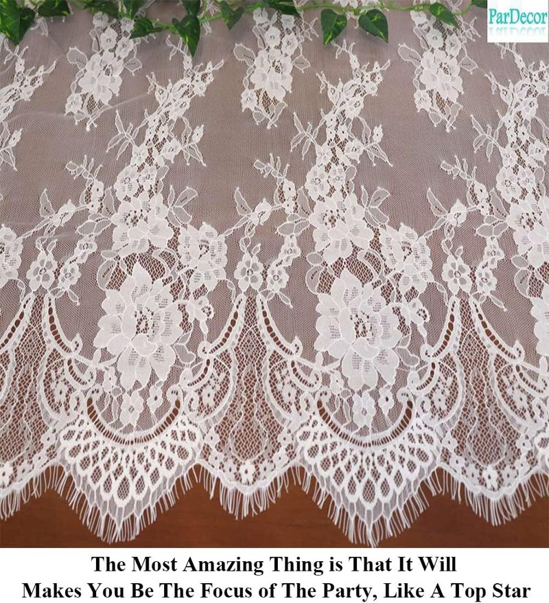 Pardecor Lace Tablecloth Rectangle 60x120 White Lace Tablecloth Lace Table Clothes Eyelash Vintage Reusable Table Cloths Lace Tablecloth Floral Embroidered Tablecloth Linen Flower Tablecloth - Image 4