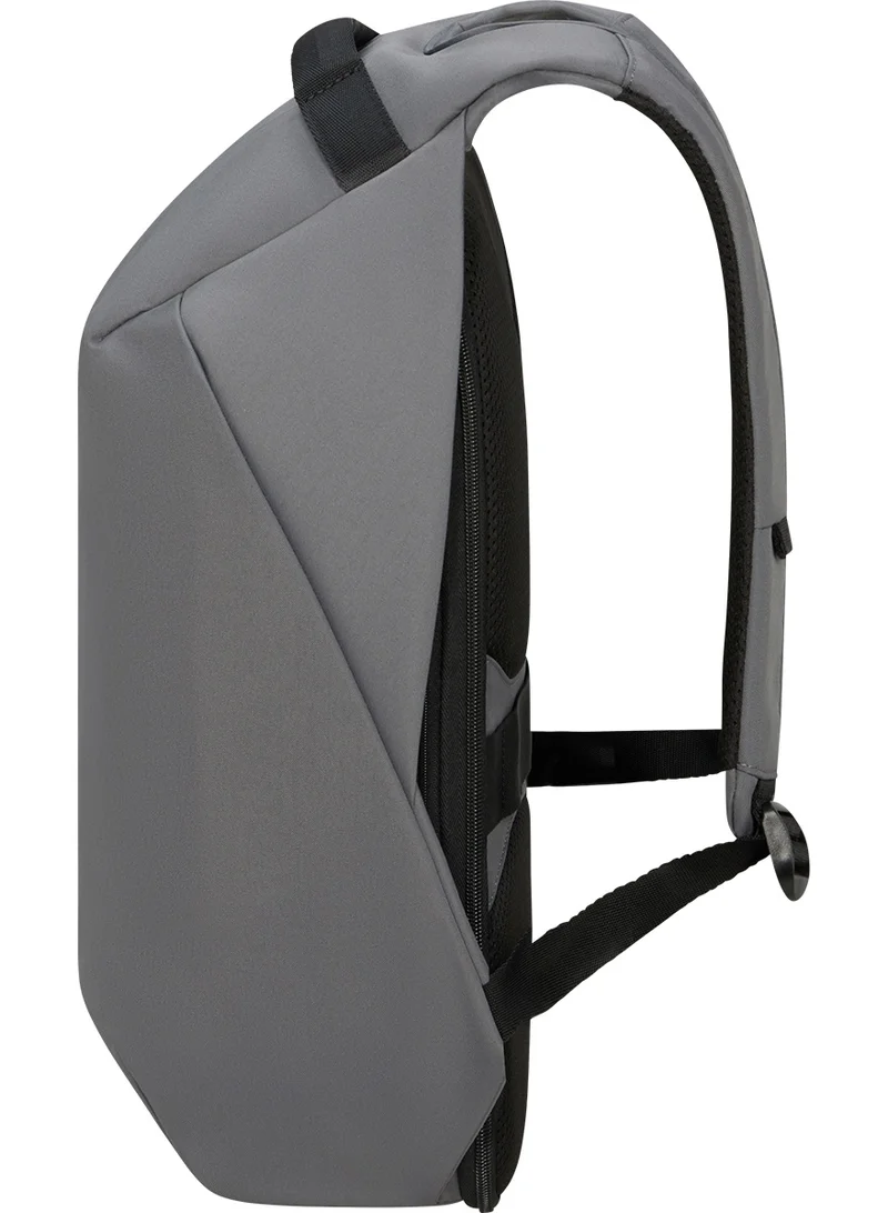 Samsonite Securipak 15.6" Laptop Backpack Polyester, Grey|Ergo Back & Shoulder|RFID Protection|Bottle Holder|Smart Sleeve|Back Open Design|Anti-Cut Lining - 2 Years International Warranty