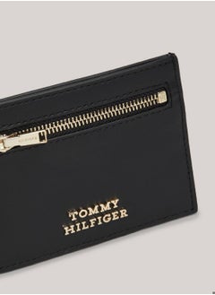 TOMMY HILFIGER Women's Metallic Logo Leather Credit Card Holder -  Leather, Black  - Image 2