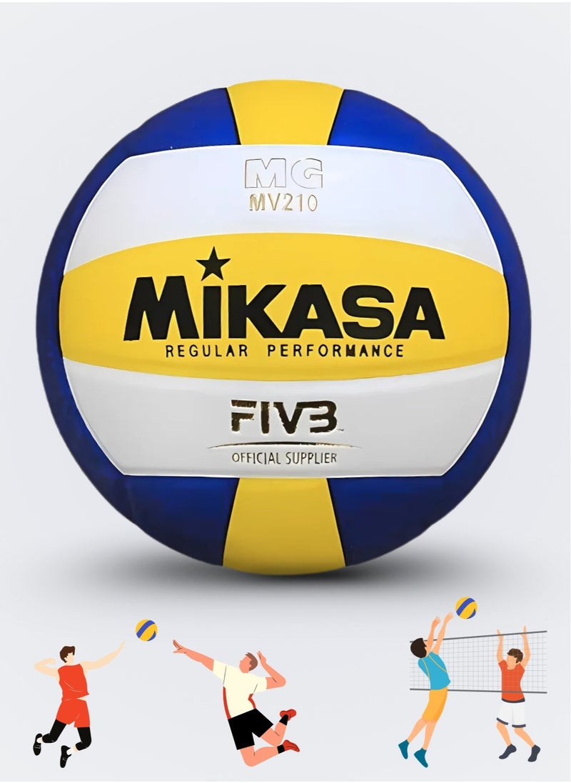 Mikasa Size 5 Premium Synthetic Volleyball | Durable Design for Training & Matches | Nylon Wound | Blue/Yellow/White  - Image 1
