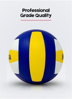 Mikasa Size 5 Premium Synthetic Volleyball | Durable Design for Training & Matches | Nylon Wound | Blue/Yellow/White  - Image 2
