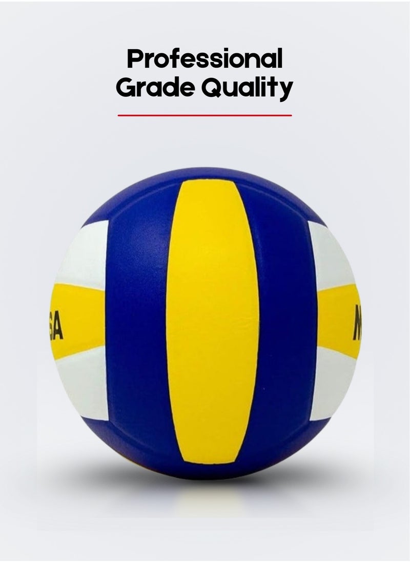 Mikasa Size 5 Premium Synthetic Volleyball | Durable Design for Training & Matches | Nylon Wound | Blue/Yellow/White  - Image 2