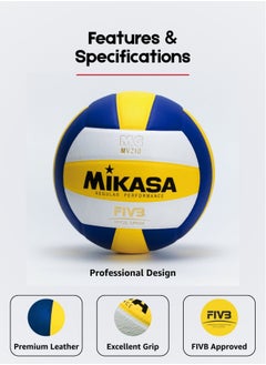 Mikasa Size 5 Premium Synthetic Volleyball | Durable Design for Training & Matches | Nylon Wound | Blue/Yellow/White  - Image 4