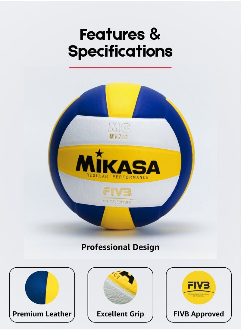 Mikasa Size 5 Premium Synthetic Volleyball | Durable Design for Training & Matches | Nylon Wound | Blue/Yellow/White  - Image 4