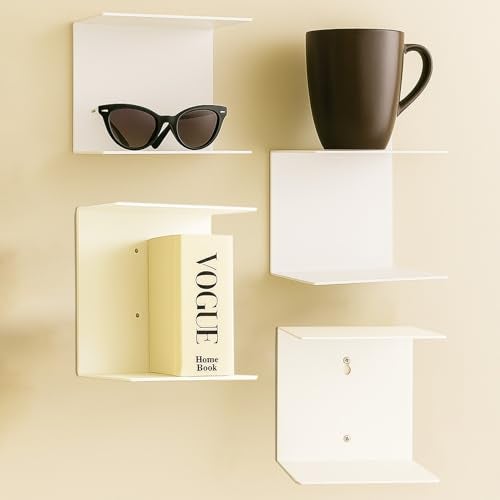 Go Hooked Heavy Duty Metal Wall Mounted Book Shelves for Study Room, Living Room and Bedrooms (3 Pcs) (White) - Image 5