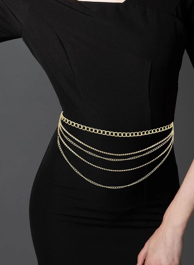 Tornito Metal Waist Chain Gold Chain Belt Chunky Belly Link Chain Layered Body Chain Jewelry for Women Dresses Adjustable - Image 4