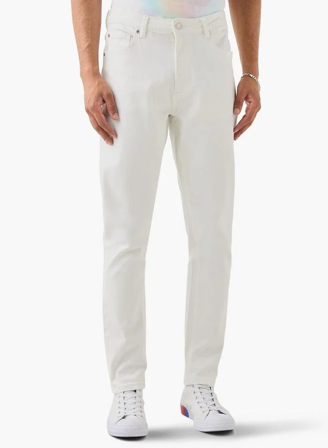 Lee Cooper Skinny Fit Jeans with Button Closure and Pockets