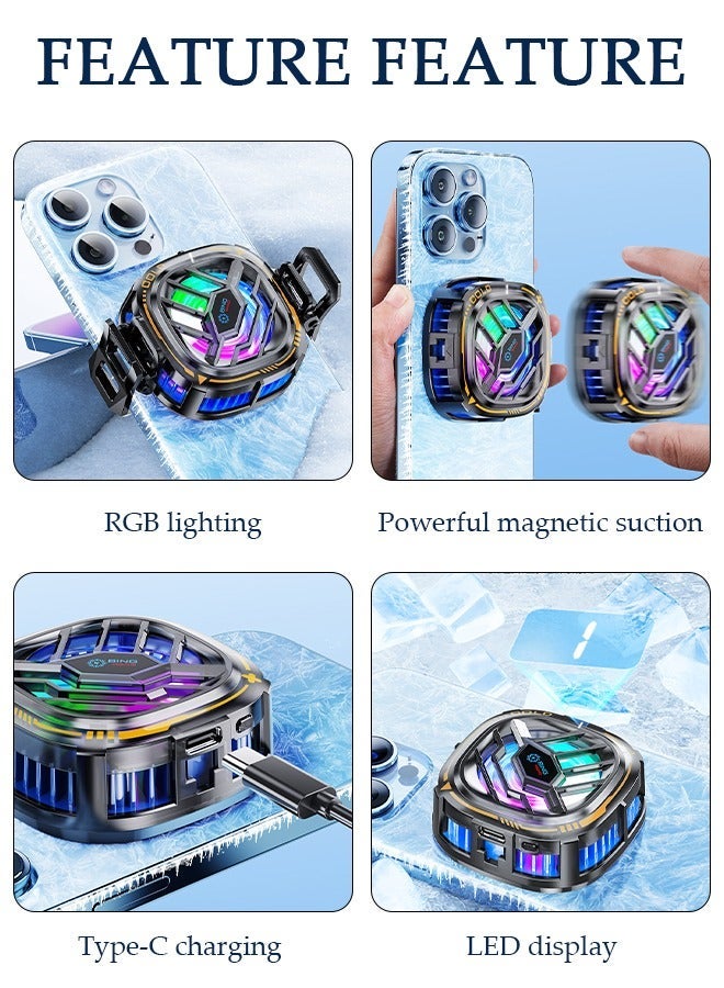 DUNISO Phone Cooler for Live Streaming and Gaming Fast Phone Cooling Fan, Semi-Conductor Cooling Chip Mobile Phone Radiator, Magnetic Mobile Phone Radiator Fit All Types of iPhone Android Smartphones - Image 4