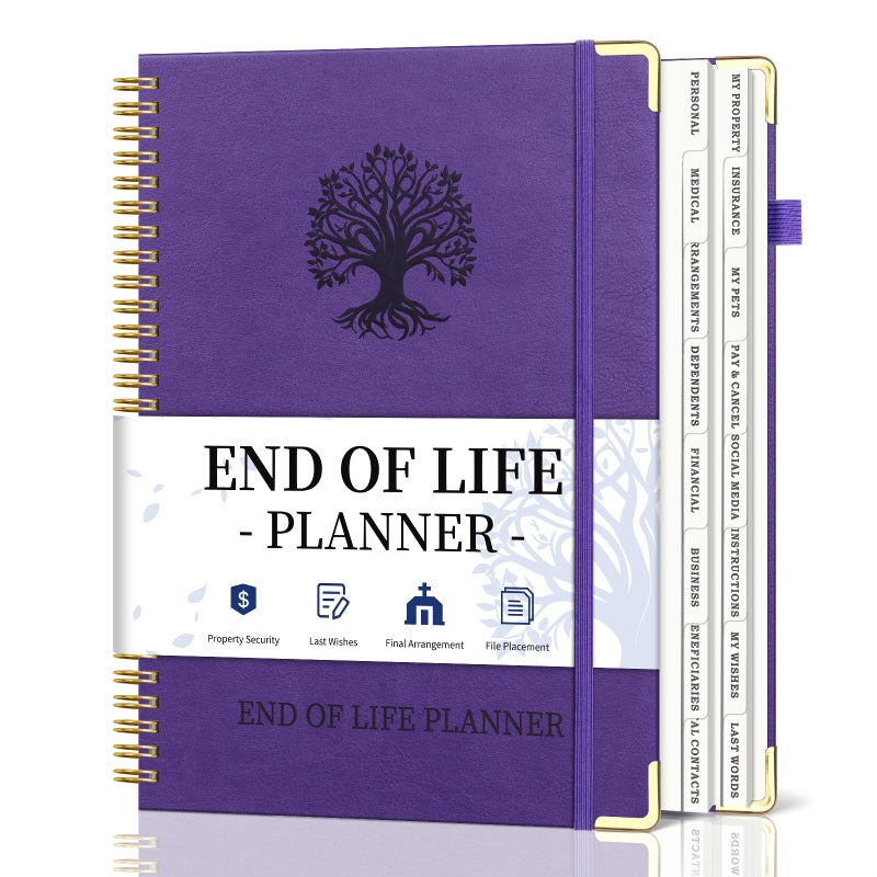Blugool End of Life Planner, Spiral Estate Planning Organizer with Tabs for Senior, I'm Dead Now What Planner for Final Arrangements & Important Affairs with Large Print, 7.9"x10.4", Purple - Image 1