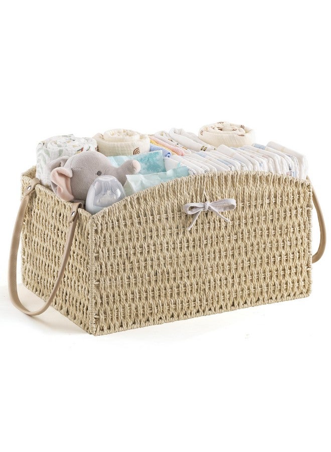 HBlife Diaper Caddy Organizer, Large Hand-Woven Storage Basket for Diapers & Baby Essentials - Elegant Curved Design, Ideal Gift for Baby Shower & Registry Must-Have - Image 1