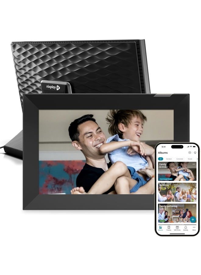 nixplay 10.1” Digital Photo Frame - Connecting Families & Friends (Black/Silver) - Image 1