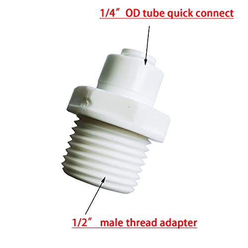 YZMSZ YZM 1/2" Male Thread x 1/4" OD tube Quick Connector fittings Water Purifiers Filters Reverse Osmosis Systems accessories set of 5. - Image 2