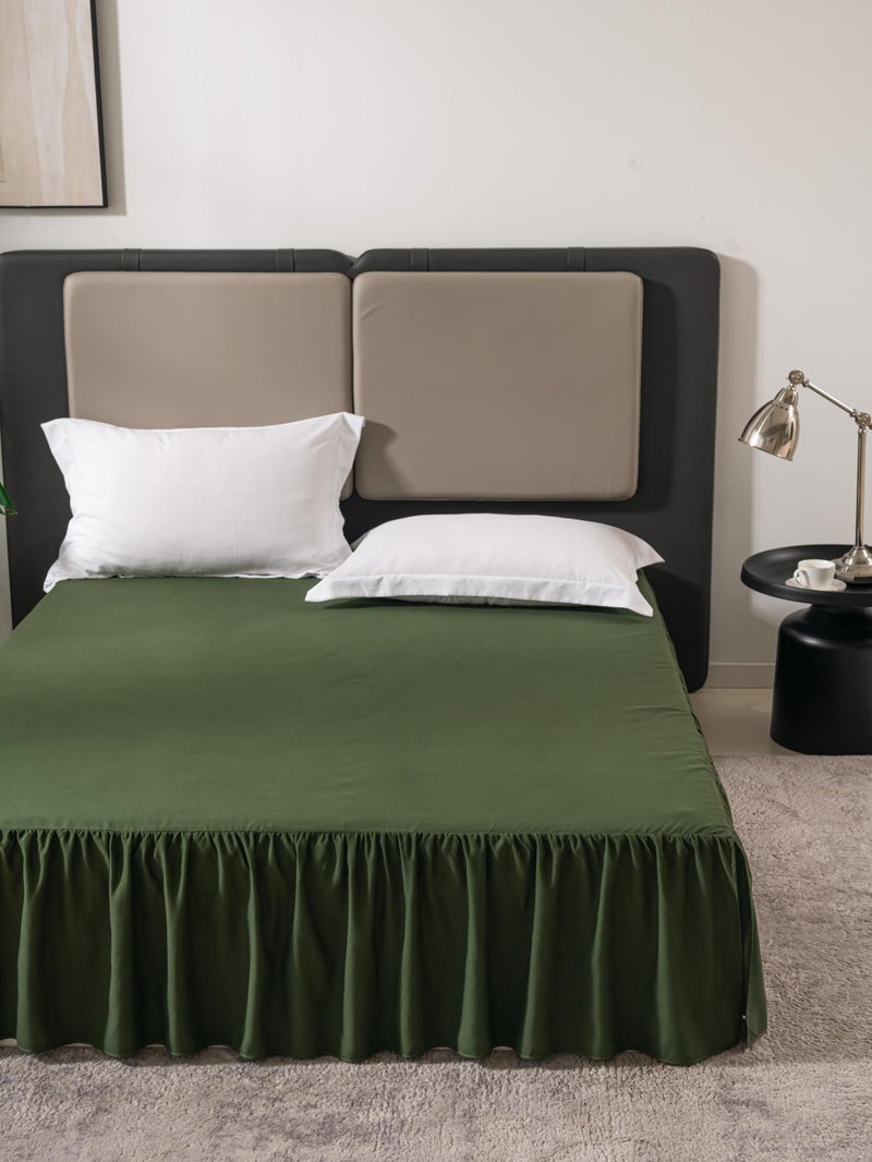 TSUTOMI Green Bed Skirt King Size Ruffled Bed Skirt with Split Corners  King Bed Skirt 18 Inch Drop  King Size Bed Skirt Green for Ruffled Bed Skirt with Split Corners  Bed Skirt King Size - Image 2