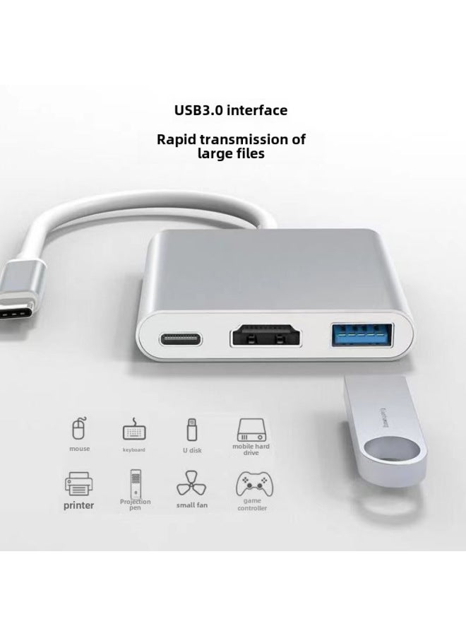 Neutral Type-c To Hdmi Three-in-one Docking Station Pd Tv Projector Adapter Hub Hub Docking Station - Image 3