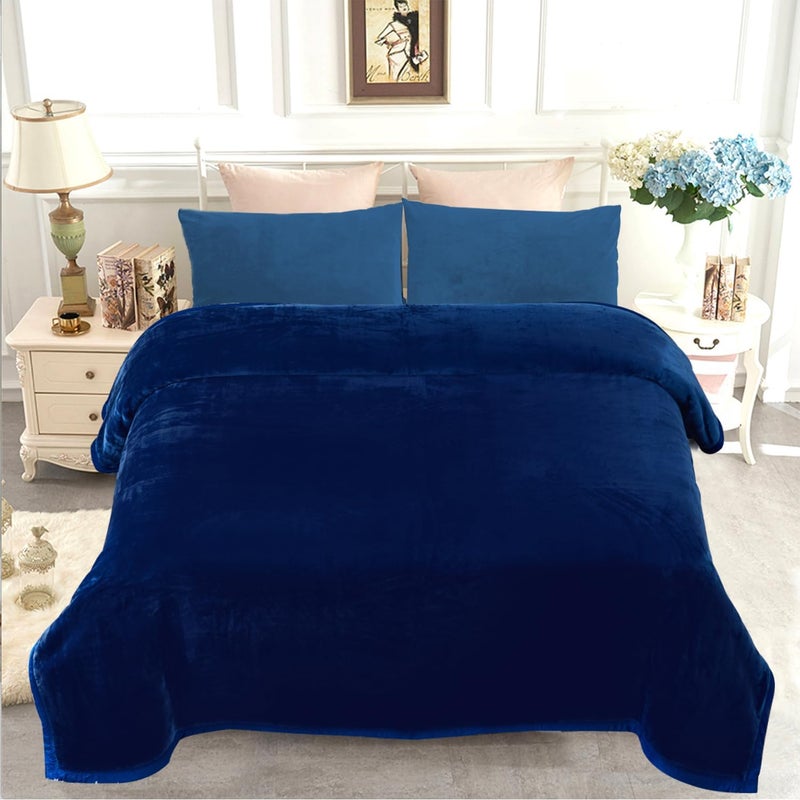JYK Fleece Plush Bed Blanket 4.4 LB, 1 Ply, Korean Mink Blanket King Size 87" x 95" - Super Soft and Warm, Lightweight and Cozy Fuzzy Fleece Blanket for Spring Fall Winter Home Decor, Navy - Image 2