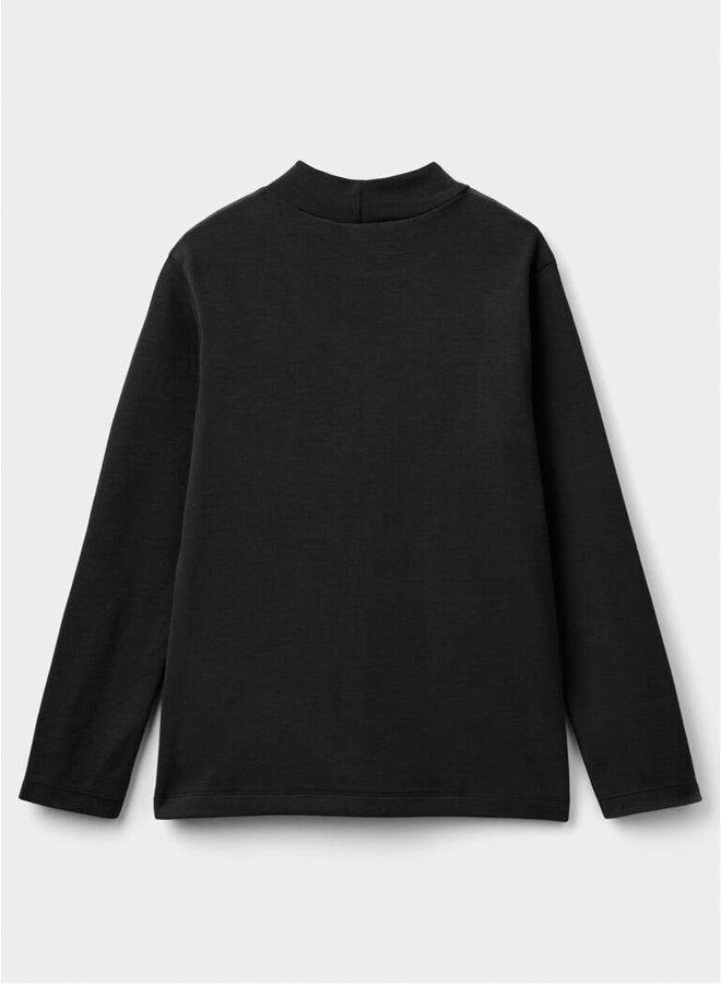 Benetton Girls Ribbed Knit Turtle Neck T-Shirt - Image 2