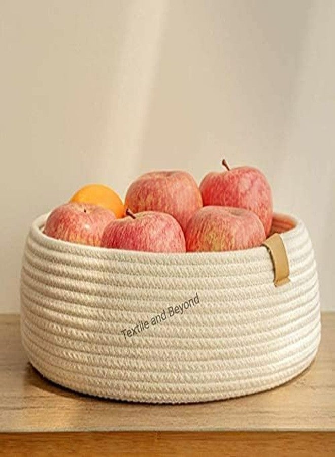 RUGSZONE Sleepy®mini rope laundry storage COTTON basket woven bag hamper baby nursery tray utility bucket organizer for kids toys, fruits,gifts,living room,kitchen,office set, shelfs ((WHITE)) - Image 2