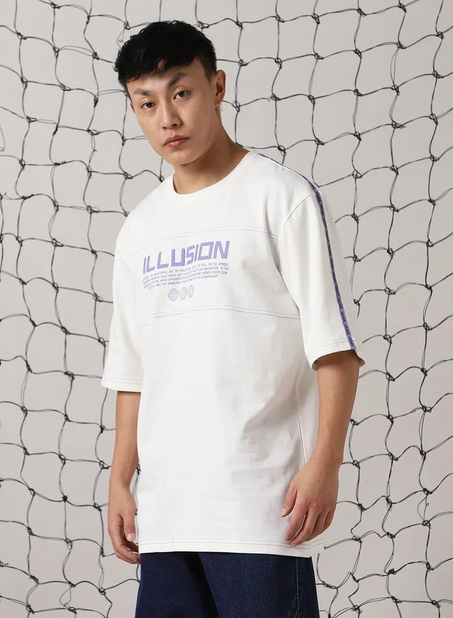 Hubberholme Men Futuristic Printed Oversized Fit T-Shirt