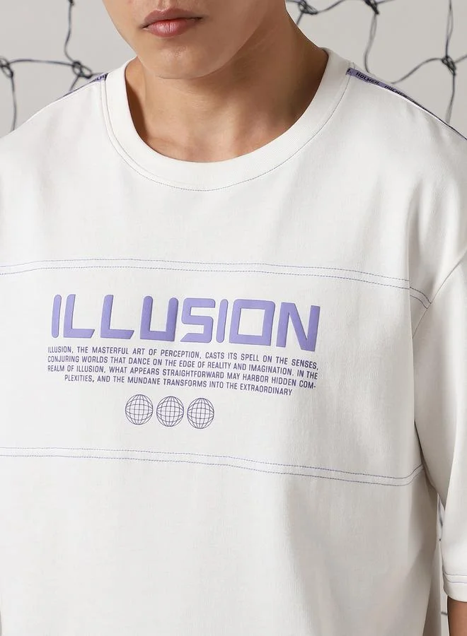 Hubberholme Men Futuristic Printed Oversized Fit T-Shirt