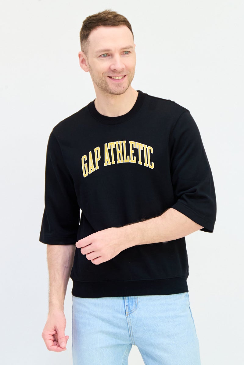 GAP Men Crew Neck Short Sleeves Graphic Print T-Shirt, Black - Image 1