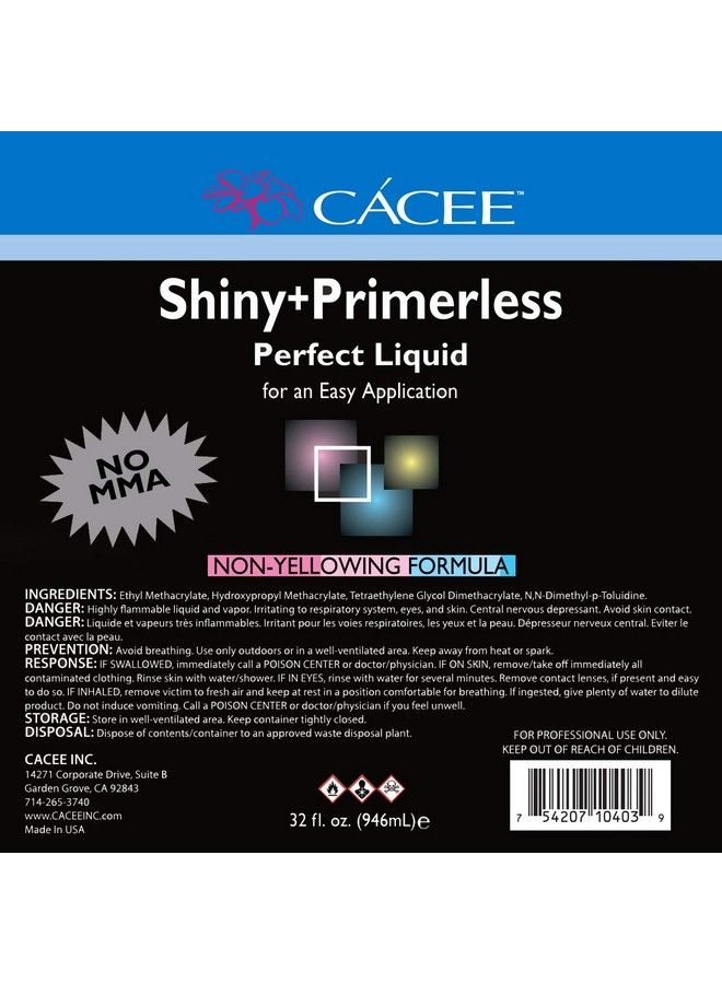 cacee No Primer Acrylic Nail Liquid Monomer 32 Oz Shiny + Primerless Professional And Flexible Nonyellowing Formula Does Not Contain Mma - Image 3
