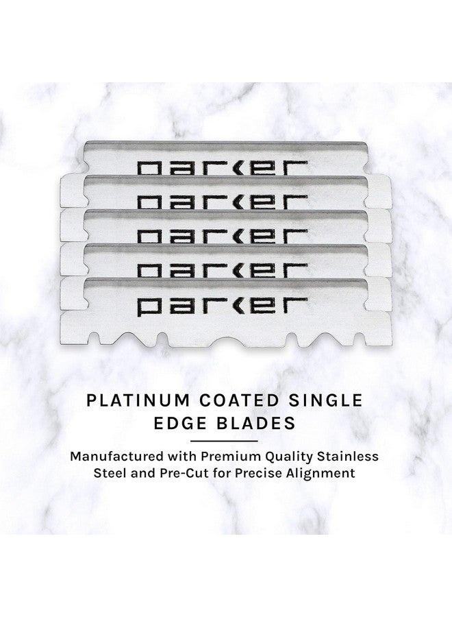 باركر سيفتي رازور ماكينة حلاقة باركر بي تي بي الاحترافية ذات الحافة المستقيمة مع 5 شفرات باركر بلاتينيوم - Image 2