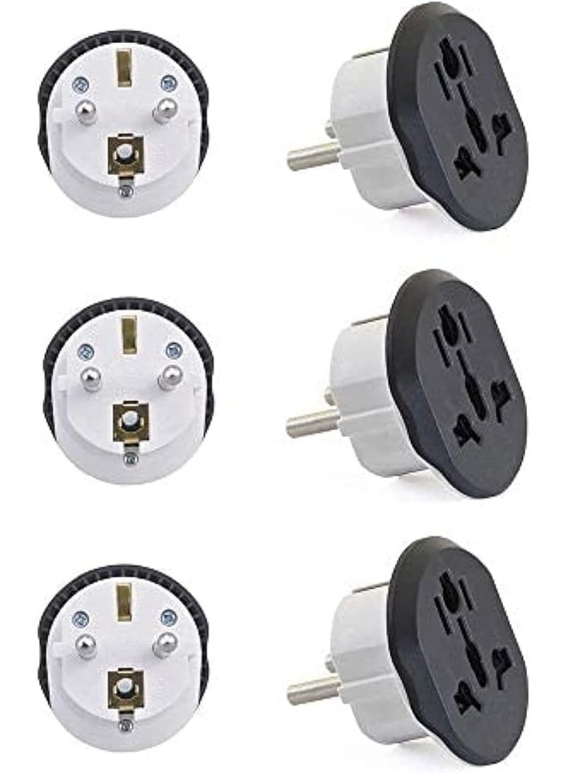 3-piece three-prong to two-prong adapter set - multi-color (white and black)