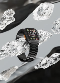 LEVELO Monet Metal Watch Strap for Apple Watch 49mm / Water & Abrasion Resistance / Extreme Durability / Stainless Steel Apple Watch Band - Black  - Image 2