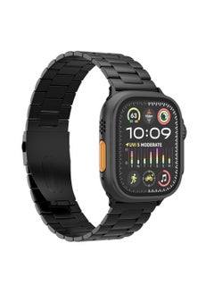 LEVELO Monet Metal Watch Strap for Apple Watch 49mm / Water & Abrasion Resistance / Extreme Durability / Stainless Steel Apple Watch Band - Black  - Image 4