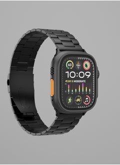 LEVELO Monet Metal Watch Strap for Apple Watch 49mm / Water & Abrasion Resistance / Extreme Durability / Stainless Steel Apple Watch Band - Black  - Image 3