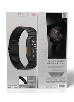 LEVELO Monet Metal Watch Strap for Apple Watch 49mm / Water & Abrasion Resistance / Extreme Durability / Stainless Steel Apple Watch Band - Black  - Image 5