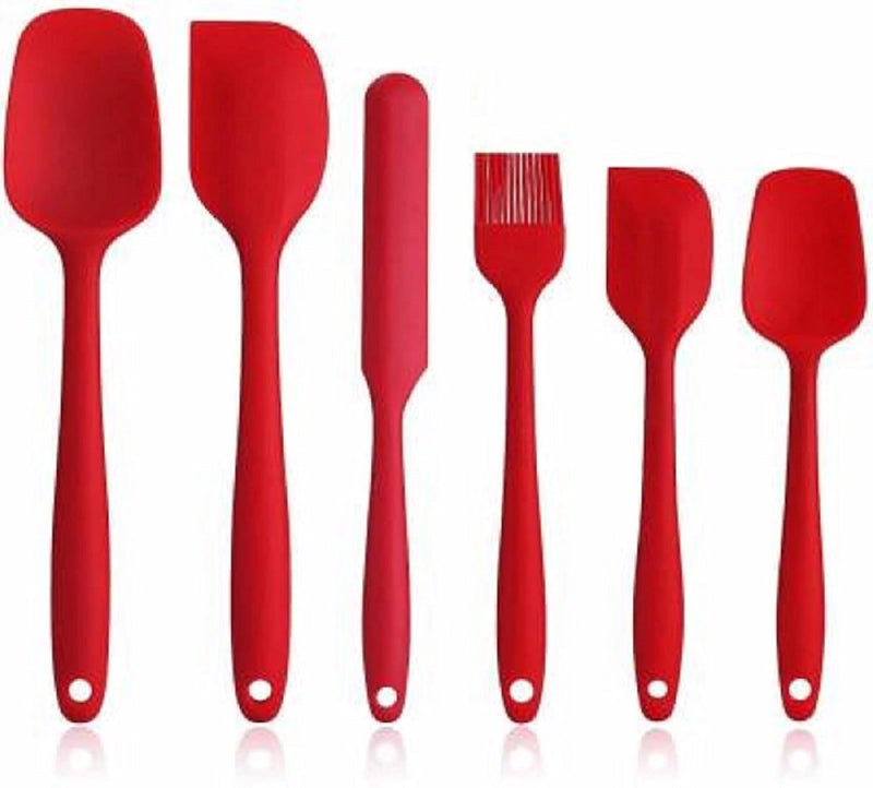 MOBDESK Food Grade Silicone Rubber Spatula Set for Baking Cooking and Mixing High Heat Resistant Non Stick Cookware Stainless Steel Core Dishwasher Safe BPAFree Baking BPA Free Seamless Design 6 pcs - Image 1