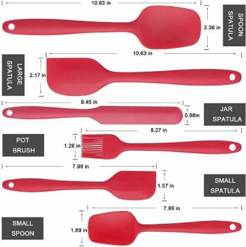 MOBDESK Food Grade Silicone Rubber Spatula Set for Baking Cooking and Mixing High Heat Resistant Non Stick Cookware Stainless Steel Core Dishwasher Safe BPAFree Baking BPA Free Seamless Design 6 pcs - Image 2