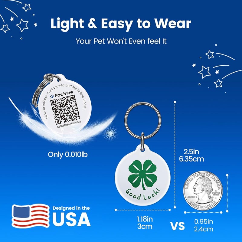 PawView QR Code Pet ID Tags for Dogs & Cats [2-Pack] Luck Charm Design, Waterproof, Smart Personalized Dog Tags with Modifiable Profile & Emergency Contact,QR for Instant Location Alerts - Image 4