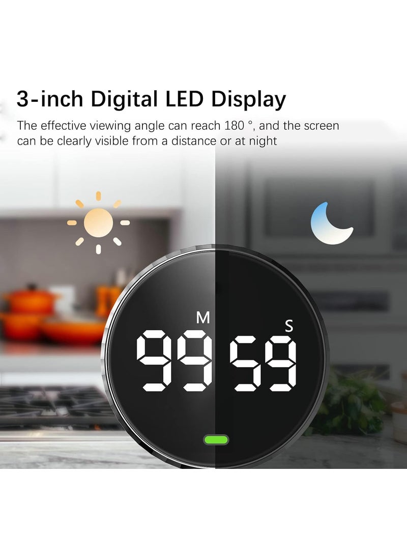 NYTRYD - NYTRYD Digital Kitchen Timer Large Magnetic LED with Constant Light Function for Classrooms 3 Level Volume Silent Egg Timer for Kids and Elderly - Image 1