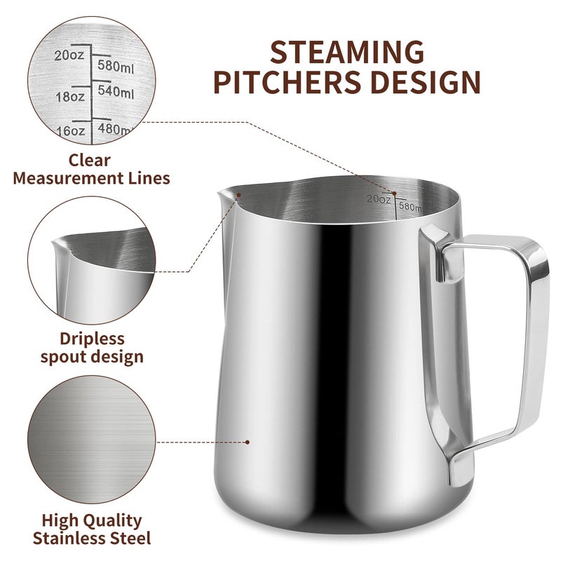 iHeartYard Milk Frothing Pitcher  Stainless Steel Espresso Milk Frothing Pitcher 12Oz/350Ml Coffee Milk Frother Cup With Decorating Art Pen For Espresso Machine  Milk Frother  Latte Art - Image 3