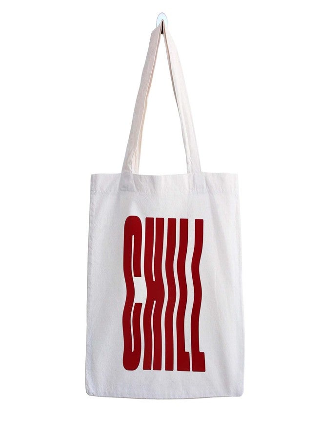 ARTBUG Tote Bag for Women, Aesthetic, Stylish, Ecofriendly, For College Girls, Office, Beach and Outings -Chill Distorted Text Printed Canvas D - 318 - Image 1