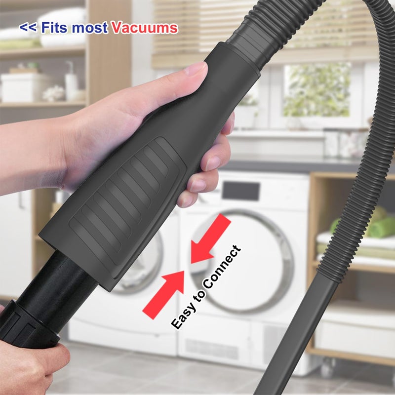 Sealegend 2 Pieces Dryer Vent Cleaner Kit and Flexible Dryer Lint Brush Vacuum Hose Attachment Power Lint Remover Refrigerator Coil Brush, Black - Image 4
