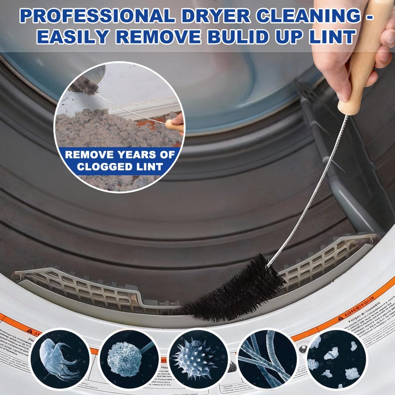 Sealegend 2 Pieces Dryer Vent Cleaner Kit and Flexible Dryer Lint Brush Vacuum Hose Attachment Power Lint Remover Refrigerator Coil Brush, Black - Image 5