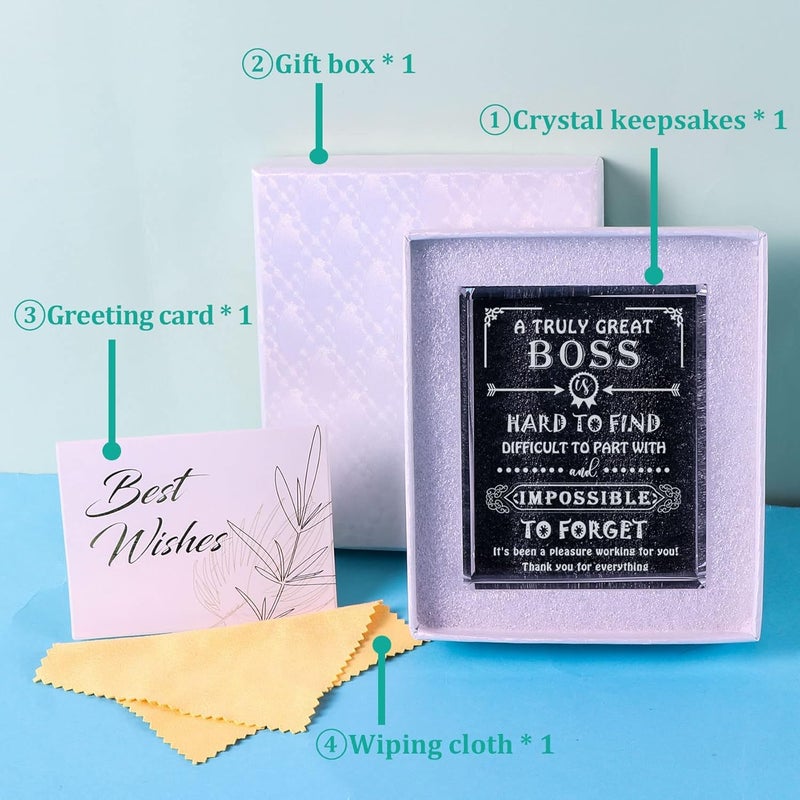 Gifzy Engraved Crystal Boss Going Away Gift for Women Men, Great Appreciation Gifts for Best Boss Lady Desk Decoration Paperweight Present for Boss's Day Leaving Retirement Birthday Christmas - Image 5