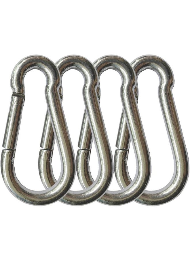 SHOWAY 4PCS Spring Snap Hooks Carabiner, 304 Premium Stainless Steel 3.15 inch M8 Heavy Duty Carabiner Clips for Camping, Fishing, Hiking, Traveling, Backpack, Swing  - Image 1