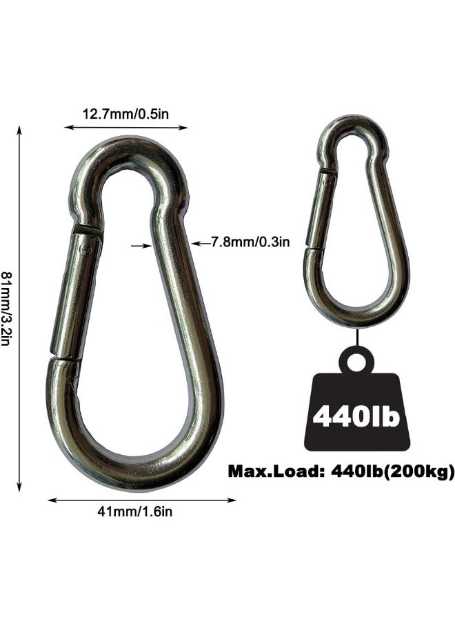 SHOWAY 4PCS Spring Snap Hooks Carabiner, 304 Premium Stainless Steel 3.15 inch M8 Heavy Duty Carabiner Clips for Camping, Fishing, Hiking, Traveling, Backpack, Swing  - Image 2