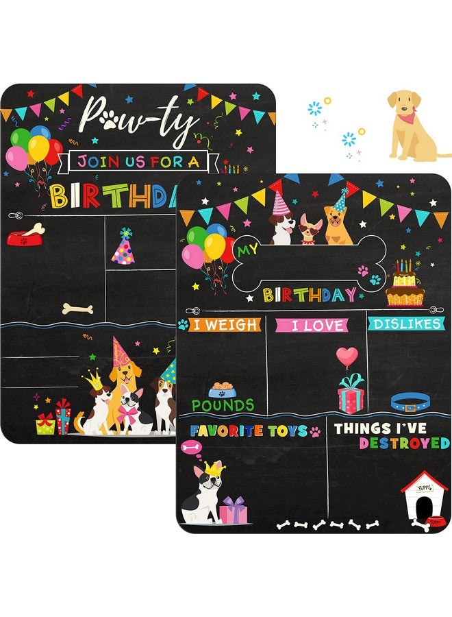 Tenare Pet Birthday Milestone Board Dog Birthday Chalkboard Sign Colorful Puppy Monthly Board Sign Reusable Double Sided Doggy Chalkboard Sign For Photo Props Party Supplies Decoration 13.7 X 10 Inch - Image 1