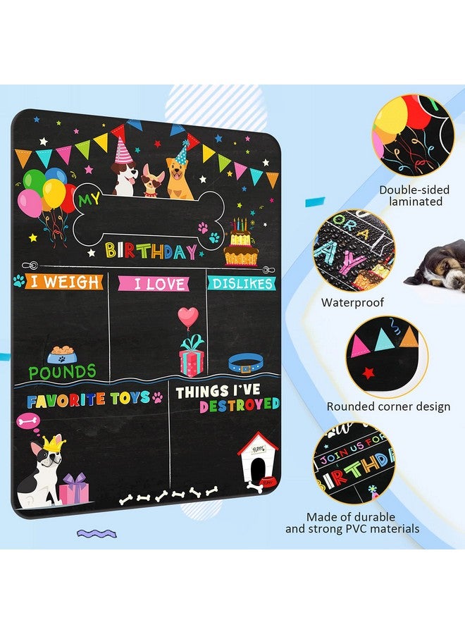 Tenare Pet Birthday Milestone Board Dog Birthday Chalkboard Sign Colorful Puppy Monthly Board Sign Reusable Double Sided Doggy Chalkboard Sign For Photo Props Party Supplies Decoration 13.7 X 10 Inch - Image 4