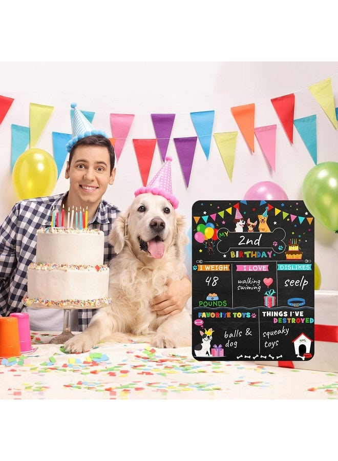 Tenare Pet Birthday Milestone Board Dog Birthday Chalkboard Sign Colorful Puppy Monthly Board Sign Reusable Double Sided Doggy Chalkboard Sign For Photo Props Party Supplies Decoration 13.7 X 10 Inch - Image 3