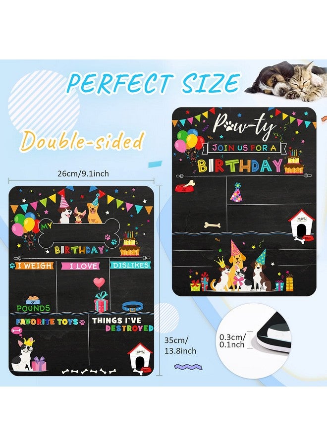 Tenare Pet Birthday Milestone Board Dog Birthday Chalkboard Sign Colorful Puppy Monthly Board Sign Reusable Double Sided Doggy Chalkboard Sign For Photo Props Party Supplies Decoration 13.7 X 10 Inch - Image 2