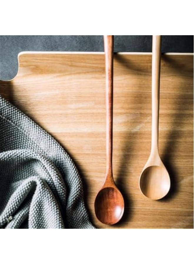 2Pcs Wooden Kitchen Utensils- 13 Inch Long Handle Beech Wood Cooking Spoon - Wooden Cooking Utensils for Mixing in Big Stock Pots Cauldron,Solid Beechwood Spoon - Image 2